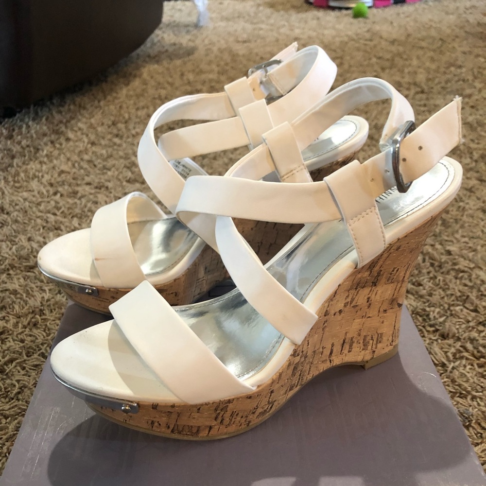 White Jennifer Lopez wedges